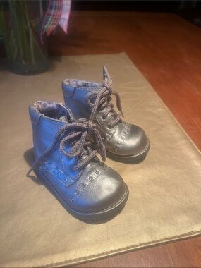 Circo Silver Lace-Up Toddler Ankle Boots